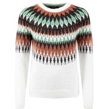 Women's Cedar Metallic Fair Isle Pullover in Off‑White (Size 12)