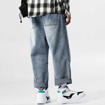 Jeans Cargo Harem para Hombre, Pantalones Holgados de Hip Hop, Talla Grande, Color Azul