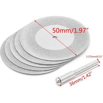 16-50mm Diamond Cutting Discs & Drill Bit Shank Set (5 Pieces) for Rotary Tools