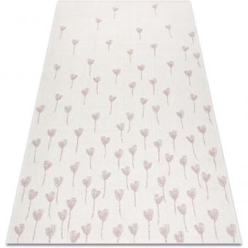 Tapis en Corde Siza‑Flat – Taille 80 × 150 cm – Motif Fleurette Crème-Rose-Beige (Rugsx)