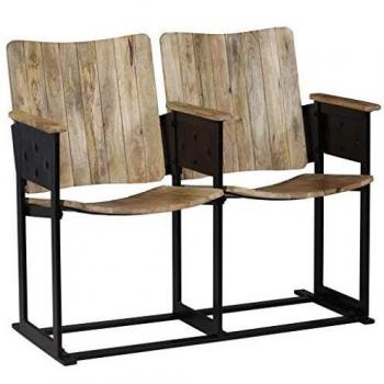 Banc en bois massif et acier 2 places