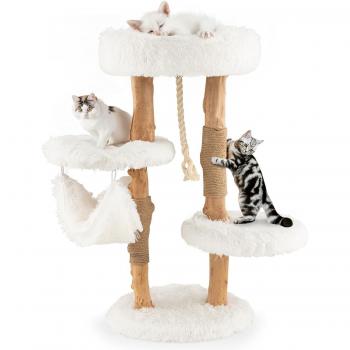 Albero di Legno per Gatti 87 cm – Mobile con Piattaforma Superiore