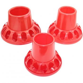 5 Pack Red Plastic Chicken Feed Buckets