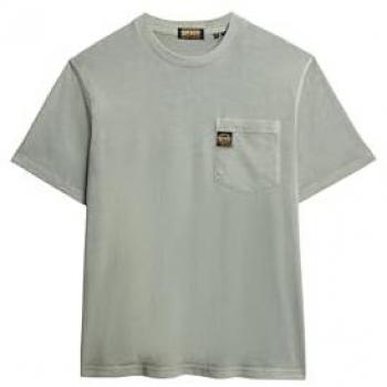 Superdry T-shirt vert à poche et surpiqûres pour homme M
