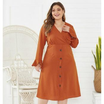 Casual Plus Size Women's Flare Midi Dress
