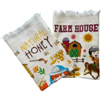 100% Cotton Kids Towel Set (2-Pack, Farmer Print, 40x60 cm)
