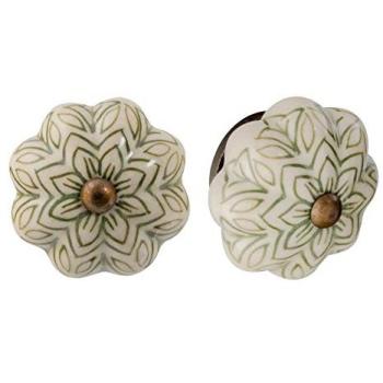 Olive Blossom Ceramic Cabinet Knobs – Nicola Spring Collection, 12 Units (1000 × 500 mm)