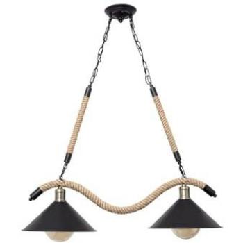 Lámpara de techo Soga Lumit 40W altura regulable cuerda negro/natural Ø30x50-100 cm