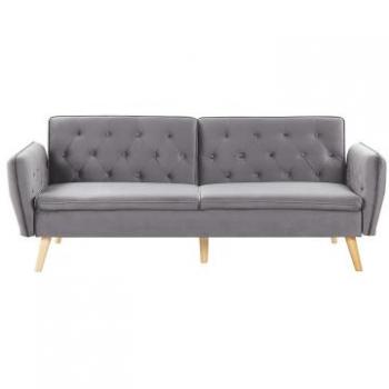 Modernes 2-Sitzer Schlafsofa Grau Samt