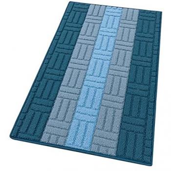 Tappeto Antiscivolo Assorbente Blu 3D Bordato per Cucina 50x115 cm