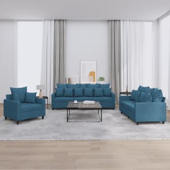 Ensemble de canapés 3 pcs avec coussins Bleu Velours vidaXL