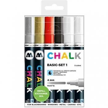 Molotow Windowmarker Chalk 4mm Nachfüllbares Basic-Set, 6 Stück