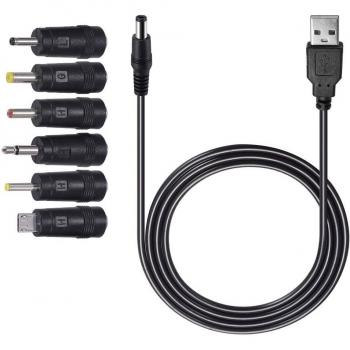 USB Ladekabel 5.52.1 mit 6 DC Stecker (2.50.7mm, 3.01.1mm, 3.51.35mm, 4.01.7mm, Mikro USB)
