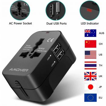 Amoner Reisestecker USA‑Europa‑UK