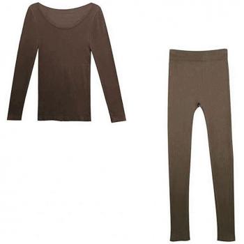 Vêtements de nuit thermiques femme 2 pièces rose violet