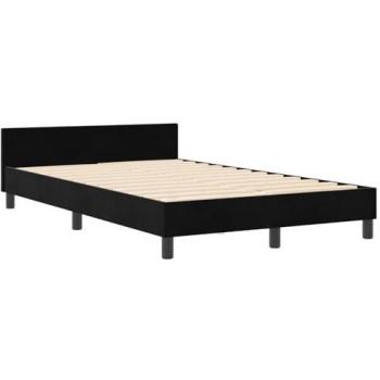 Estructura de Cama con Cabecera en Terciopelo Negro 120x190