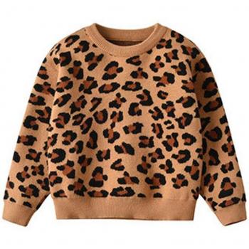 Suéter Informal de Punto para Niñas con Motivo de Leopardo