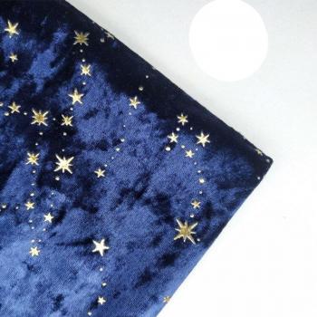 Étoles de tissu velours étoilé bleu nuit à paillettes