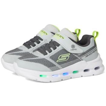 Skechers S-Lights Youth Spark – Gray/Lime, Size 11