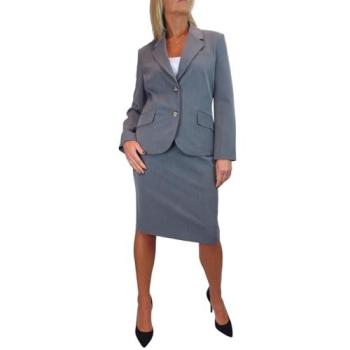 Paulo Due Two‑Piece Grey Skirt Ensemble for Women, Size 12