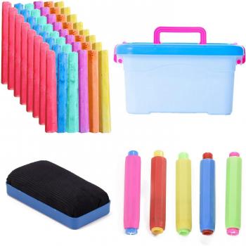 Complete Chalk Set: 100 Washable Dustless Chalks with Accessories