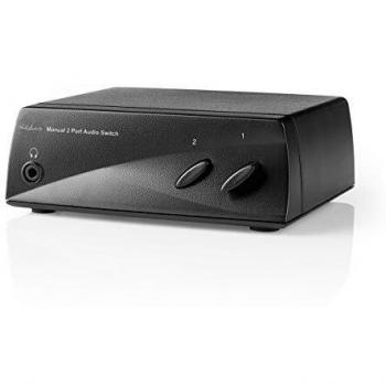 Nedis 2‑RCA to 1‑RCA + Headphone Audio Switch (Manual, Black)