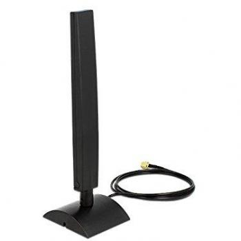 DELOCK Antenne WLAN RP-SMA 802.11 ac/a/h/b/g/n, 4-6 dBi Omni Gelenk, Schwarz mit Standfuss