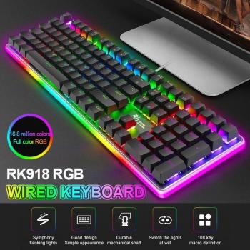 Clavier Gaming Mécanique Filaire RK918 ROYAL KLUDGE, 108 Touches, Rétro-éclairage RVB, Switchs Bleu, Rouge, Marron