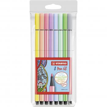 STABILO Premium Filzstifte – 8x Pastellfarben (Pen 68)