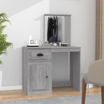 Grey Dressing Table with Mirror Sonona 90x50x132.5 cm Engineered Wood vidaXL
