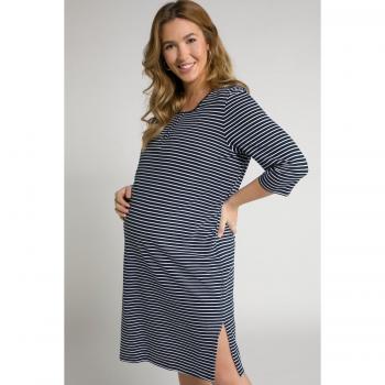 Camicia da notte Bellieva, cotone biologico, maniche a 3/4, Donna, Blu, Taglia 60/62