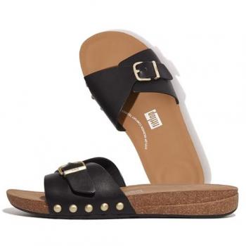 Pelle Nera Fitflop Iqushion – Ciabatta con Cerniera Ajuste EU 39