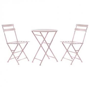 Conjunto de Mesa y Sillas DKD Home Decor Rosa 60 x 60 x 75 cm (3 pcs)