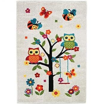 Alfombra Táctil Infantil con Búhos en Lana Natural
