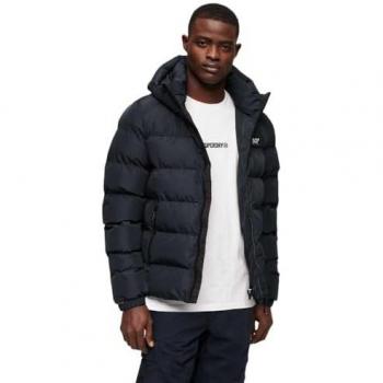 Giacca con cappuccio Superdry Sports Puffer blu scuro