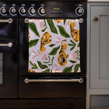 Vibrant Tiger Floral Kitchen Rags – Yellow Edition