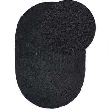 Tappeto Juta Intrecciato Nero 160 x 230 cm Riscaldamento a Pavimento Soggiorno Camera da Letto