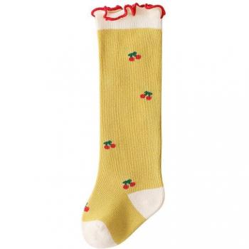 Chaussettes cerise à volants pour bébés filles 0-3 ans en coton