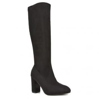 XY London Clementine High Block Knee-High Boots in Jet Black