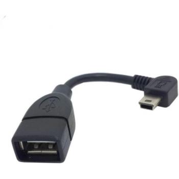 Câble USB OTG Mini B 5Pin mâle à angle droit vers femelle 0,1 m