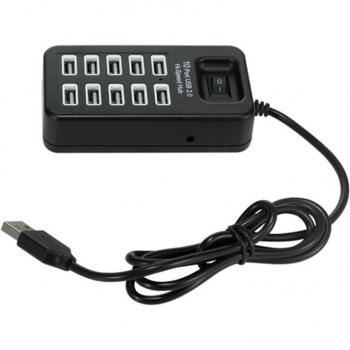 Adaptateur USB 2.0 à 10 Ports – Hub Haute Vitesse avec Interrupteur Intégré