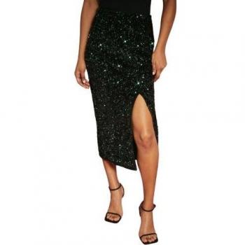 Ladies Sequin Velvet Midi Skirt
