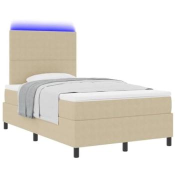 VidaXL Green‑Grey LED Box Spring Bed with Mattress – Small Double Corduroy