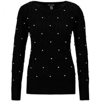 Goldner Fashion Classic Zopf‑Pullover – Schwarz – Size Small