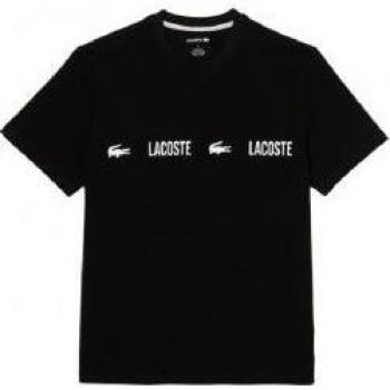 Lacoste Schwarz T-Shirt mit Logo-Streifen für Herren XL