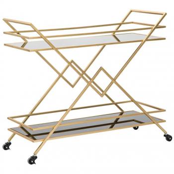 Carro de Barra Glamour Pyramidal de Vidrio, Madera y Metal 90×40×80 cm