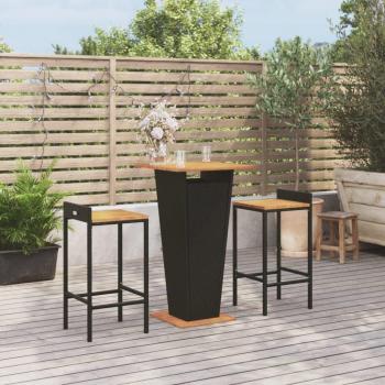 Kit de Barras Jardim Vime PE/Acácia Maciça Preto – 3 pcs