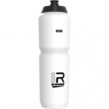Bidón de agua deportiva PoliSport R1000 en blanco, capacidad 1 l, tapón giratorio