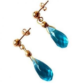 Gemshine Damen‑Ohrringe Tropfen‑Form – vergoldeter Aquamarinquarz, 2 cm