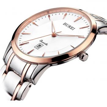 Montre BUREI Femme avec Dateur Cadran Analogique Bracelet Acier Or Rose